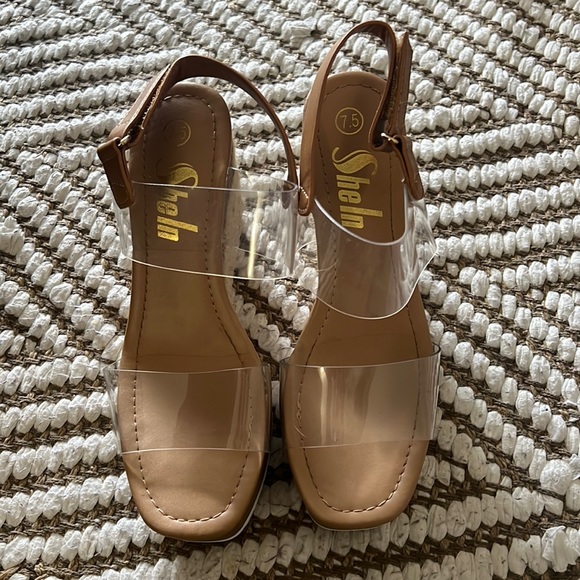 Transparent Open-Toe Espadrille Ankle Strap Wedges - 7.5 - Picture 3 of 6